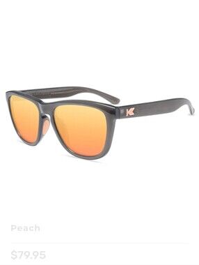 Knockaround Premium SPORT Polarized Sunglasses. Grey With Peach Mirror Frames.